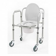 Кресло-туалет складное на колесах, регулируемой высоты 10581Ca.